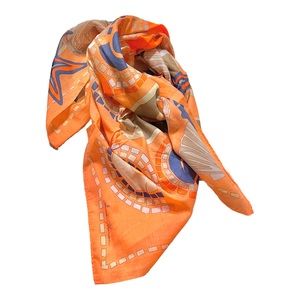 Vintage Ginnie Johansen 35in 100%Cotton Scarf Signed Summer beach